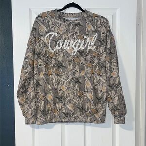 Cowgirl Camouflage Crew Neck Sweater